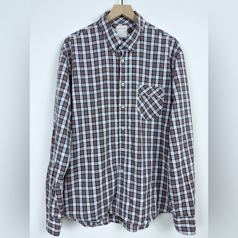 Billy Reid Plaid Button Down Shirt 100% Cotton XXL
